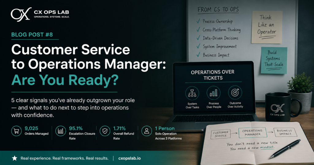 customer service to operations manager transition signals infographic